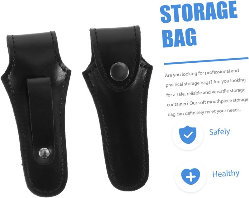 OFFSCH Black Leather Mouthpiece Protector Bag for Trumpet Non-Slip Musical Instrument Storage Pouch Sturdy Horn Cover for Safe Storage - Image 3